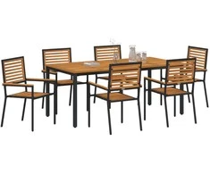 Sodo valgomojo komplektas 7 pcs Juoda ir Ruda poliratanas