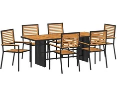 Sodo valgomojo komplektas 7 pcs Juoda ir Ruda poliratanas