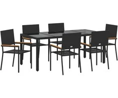 Sodo valgomojo komplektas 7 pcs Juoda poliratanas