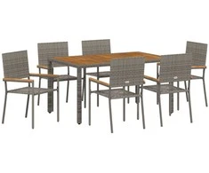 Sodo valgomojo komplektas 7 pcs Pilka poliratanas