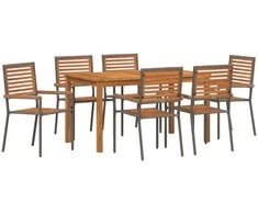 Lauko baldų komplektas Sodo valgomojo komplektas 7 pcs Pilka Kietos akacijos mediena