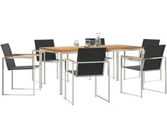 Sodo valgomojo komplektas 7 pcs Ruda Kieto teka medžio