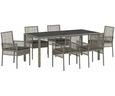 Lauko baldų komplektas Sodo valgomojo komplektas 7 pcs Pilka poliratanas