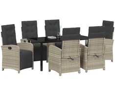 Lauko baldų komplektas Sodo valgomojo komplektas 7 pcs Šviesiai pilka poliratanas