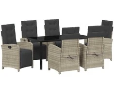 Lauko baldų komplektas Sodo valgomojo komplektas 7 pcs Šviesiai pilka poliratanas