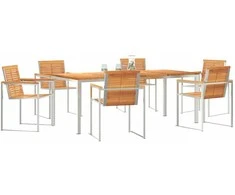 Lauko baldų komplektas Sodo valgomojo komplektas 7 pcs Ruda Kietos akacijos mediena
