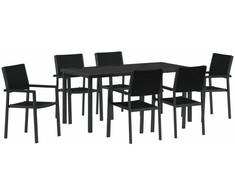 Lauko baldų komplektas Sodo valgomojo komplektas 7 pcs Juoda