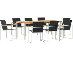 Lauko baldų komplektas Sodo valgomojo komplektas 7 pcs Ruda Kieto teka medžio