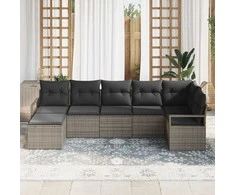 Lauko baldų komplektas Sofos komplektas 7 pcs Pilka poliratanas