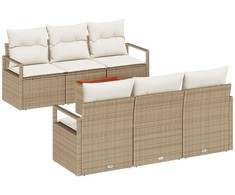 Lauko baldų komplektas Sodo Sofų Rinkinys su pagalve 7 pcs Smėlio poliratanas