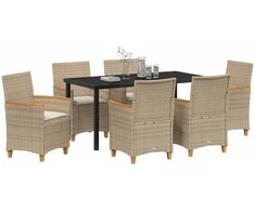 Lauko baldų komplektas Sodo valgomojo komplektas 7 pcs Smėlio poliratanas