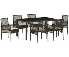 Lauko baldų komplektas Sodo valgomojo komplektas 7 pcs Ruda poliratanas