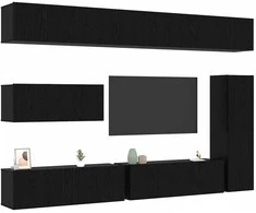 TV staliukas TV spintelių komplektas 7 pcs Juodas ąžuolas Apdirbta mediena