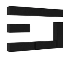 TV staliukas TV spintelių komplektas 7 pcs Juodas ąžuolas Apdirbta mediena