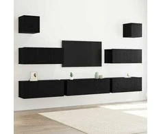 TV staliukas TV spintelių komplektas 7 pcs Juodas ąžuolas 100 x 30 x 30 cm
