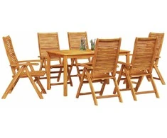 Lauko baldų komplektas Sodo valgomojo komplektas 7 pcs Ruda Kietos akacijos mediena