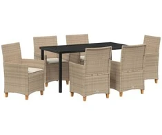 Lauko baldų komplektas Sodo valgomojo komplektas 7 pcs Smėlio poliratanas