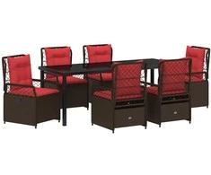 Sodo valgomojo komplektas 7 pcs Ruda poliratanas