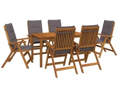 7-Piece Garden Dining Set Natūrali Kietos akacijos mediena