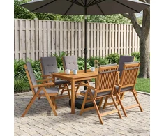 7-Piece Garden Dining Set Natūrali Kietos akacijos mediena