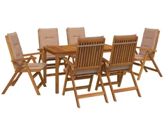 7-Piece Garden Dining Set Natūrali Kietos akacijos mediena
