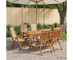 7-Piece Garden Dining Set Natūrali Kietos akacijos mediena