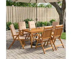 7-Piece Garden Dining Set Natūrali Kietos akacijos mediena