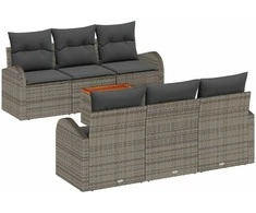 Lauko baldų komplektas Sodo Sofų Rinkinys su pagalve 7 pcs Pilka poliratanas