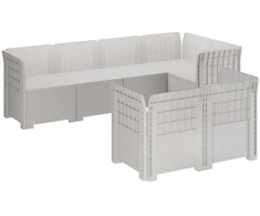 7-Vietis Sodo Sofa Ratanas PP Balta