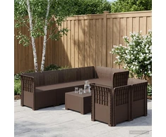 7-Vietis Sodo Sofa Ratanas PP Ruda