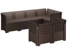 7-Vietis Sodo Sofa Ratanas PP Ruda