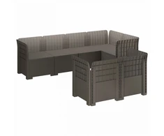 7-Vietis Sodo Sofa Ratanas PP Šviesiai pilka