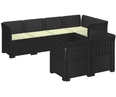 7-Vietis Sodo Sofa su Pagalvėlėmis Ratanas PP Antracito
