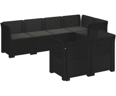 7-Vietis Sodo Sofa su Pagalvėlėmis Ratanas PP Antracito