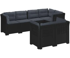 7-Vietis Sodo Sofa su Pagalvėlėmis Ratanas PP Antracito