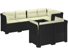 7-Vietis Sodo Sofa su Pagalvėlėmis Ratanas PP Antracito