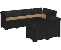 7-Vietis Sodo Sofa su Pagalvėlėmis Ratanas PP Antracito