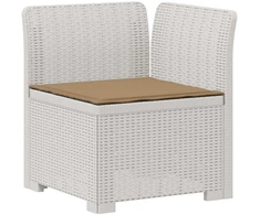 7-Vietis Sodo Sofa su Pagalvėlėmis Ratanas PP Balta