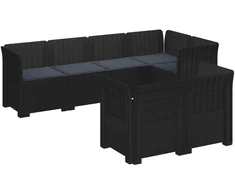 7-Vietis Sodo Sofa su Pagalvėlėmis Ratanas PP Antracito