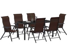 Lauko baldų komplektas Sodo valgomojo komplektas 7 pcs Ruda