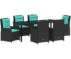 Sodo valgomojo komplektas su pagalve 7 pcs Juoda Poli ratanas
