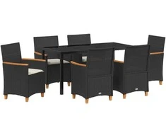 Lauko baldų komplektas Sodo valgomojo komplektas 7 pcs Juoda poliratanas