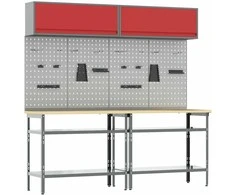 Darbastalio komplektas su lentyna 8 pcs Raudona ir pilka