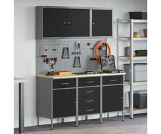 Darbo spinta 8 pcs Juoda Inžinerinė mediena ir plienas