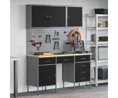 Darbo spinta 8 pcs Juoda Inžinerinė mediena ir plienas