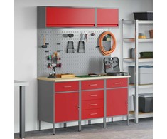 Darbo spintos rinkinys su stalčių su saugykla 8 pcs Raudona