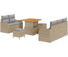 Sodo Sofų Rinkinys su pagalve 8 pcs Bežinė ir šviesiai pilka