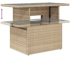 Sodo Sofų Rinkinys su pagalve 8 pcs Smėlio Poli ratanas