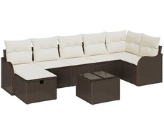 Lauko baldų komplektas Sodo Sofų Rinkinys su pagalve 8 pcs Ruda Poli ratanas