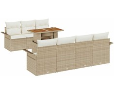 Sodo Sofų Rinkinys su pagalve 8 pcs smėlio ir kreminės spalvos